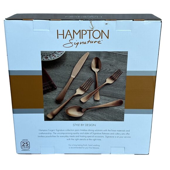 Hampton Signature NEW Service 4 Melody Copper Flatware Titanium Stainless Steel - Picture 8 of 10